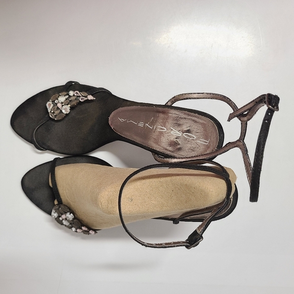 Forcinema Black Birgitta Rhinestone Detail Heeled Sandals Sz 8½ - Picture 5 of 13